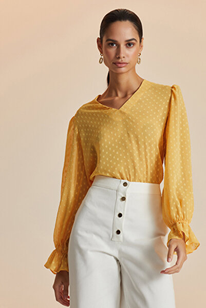 W Collection SARI ŞİFON BLUZ