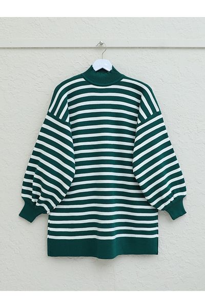 Modamorfo Emerald Balloon Sleeve Knitwear Tunic - Half Throat