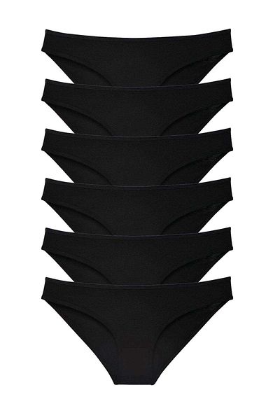 AC BOX 6 Pieces Super Eco Set Lycra Women's Slip Panties Black