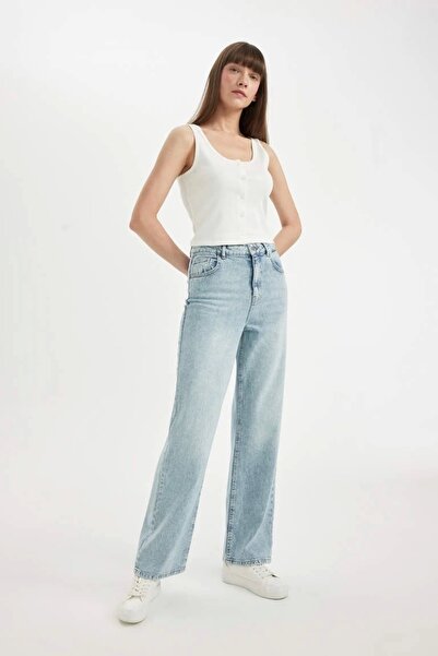 DeFacto D1445 Τζιν φαρδύ πόδι της δεκαετίας του '90 - Παντελόνι που πλένεται