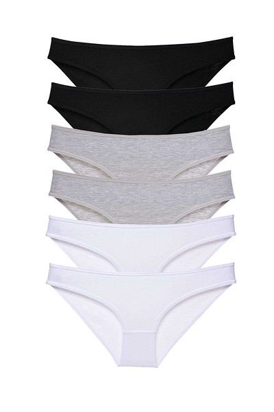 AC BOX 6 Pieces Super Eco Set Lycra Women's Slip Panties Black Gray White