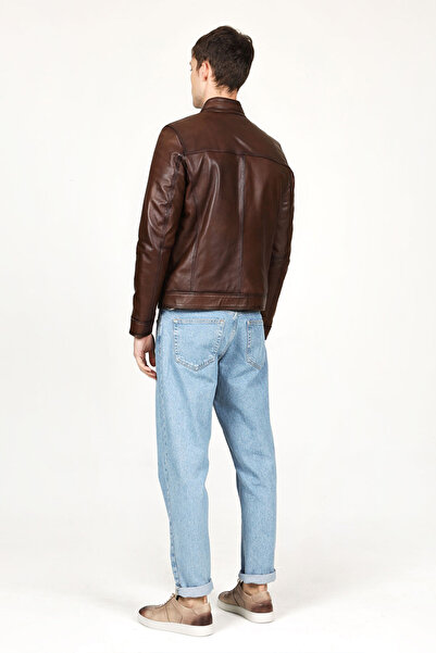 Dericlub E1084 Hakiki Deri Erkek Mont Camel Antik