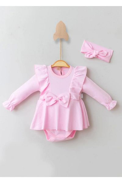 Babydonat رومبير بفيونكة قطن 100% للفتيات الصغيرات