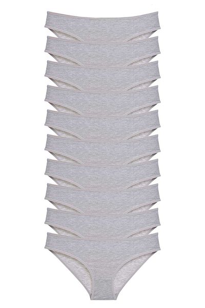 AC BOX 10 Pieces Super Eco Set Lycra Women's Slip Panties Gray