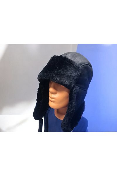 Sir Cliffson Genuine Leather Pilot Hat with Fur Inside