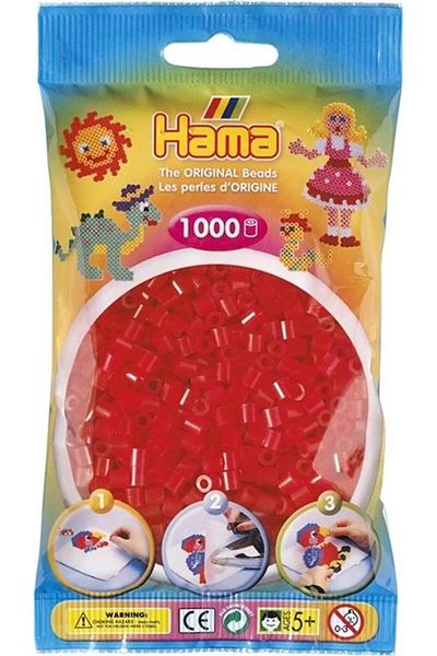 Hama 1,000 Midi Beads - Transparent Red