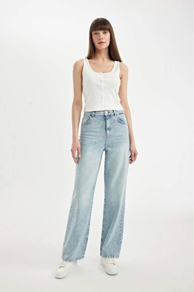 DeFacto D1445 Τζιν φαρδύ πόδι της δεκαετίας του '90 - Παντελόνι που πλένεται