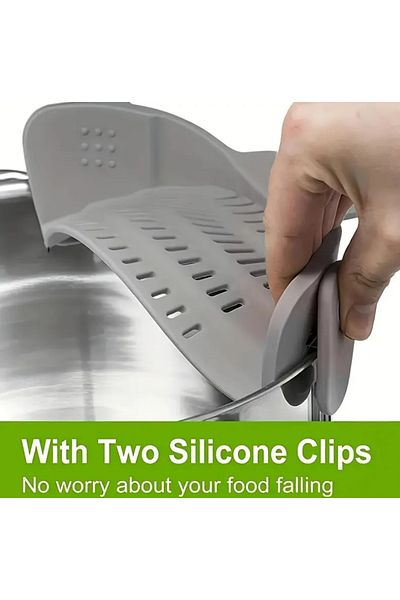 SYNOPE Practical Silicone Pot Strainer Clip-On Strainer Can Be Attached to the Pot Practical Portable Strainer