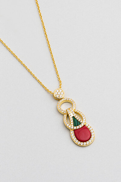 So CHIC... Dejavu 18 Ayar Sarı Altın Kaplama 45 Cm Gümüş Mercan Kolye