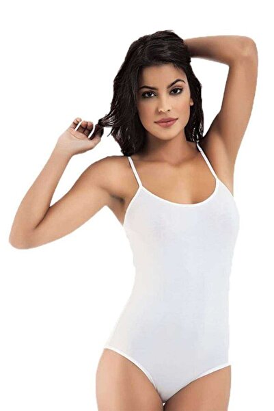 FrereConception 3 Pieces of Women's Snap-On Bodysuit with String Straps, White Gray Skin Color