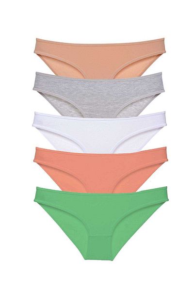 AC BOX 5 Pieces Super Eco Set Lycra Women's Slip Panties Skin Gray White Powder Green