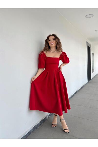 conconmoda Benjamin Bell Skirt Midi Dress - Red