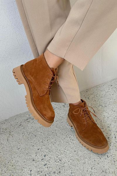 STRASWANS Viska Women's Genuine Leather Suede Boots Tan