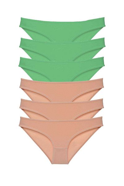 Angoravi 6 Pieces Super Eco Set Lycra Women's Slip Panties Green Skin