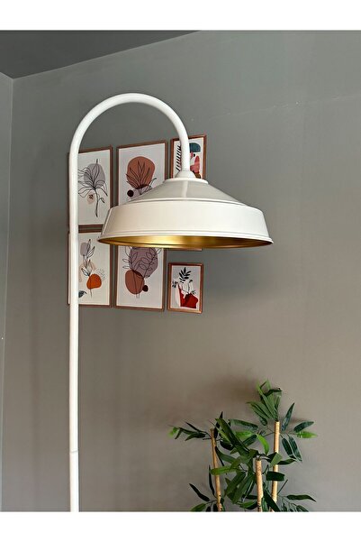 Bamyum Beyaz Lambader Modern Dekoratif Metal Oturma Odası Çalışma Odası Zemin Lambası