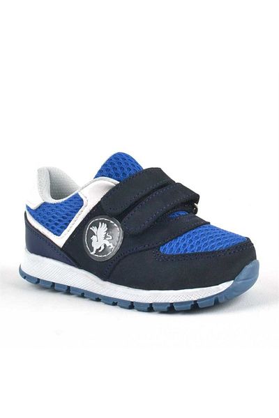 Rakerplus Genuine Leather Navy Blue Velcro Baby Boy Sneakers