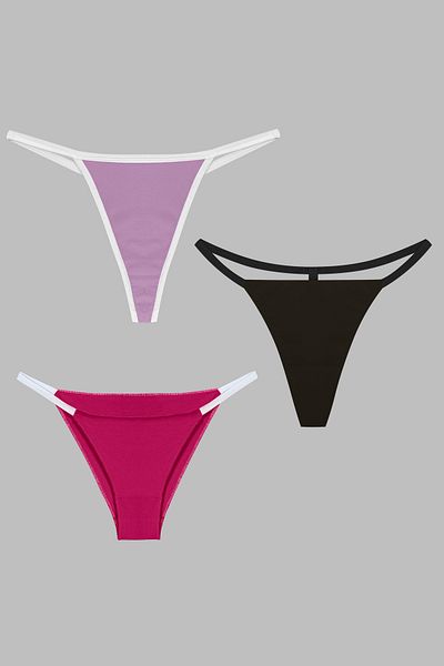 Yohannes Club Brazilian String Set of 3 for Women - Pink, Black, Lilac