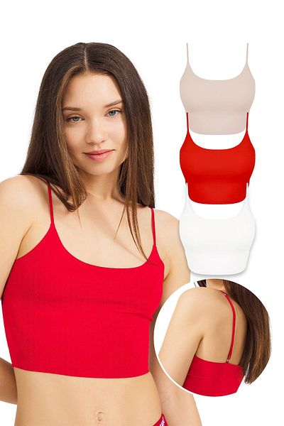Cottonhill Ρυθμιζόμενους λεπτούς ιμάντες Laser Crop Bustier 3 Pack