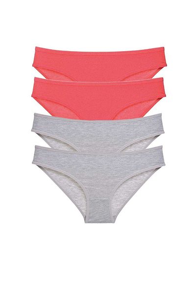 Rasanet 4 Pieces Super Eco Set Lycra Women's Slip Panties Fuchsia Gray