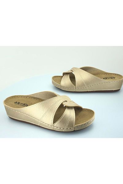 Kids Club Shoes Aryan 09-098 Γυναικείες ορθοπεδικές παντόφλες GOLD