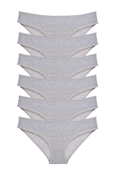 Angoravi 6 Pieces Super Eco Set Lycra Women's Slip Panties Gray