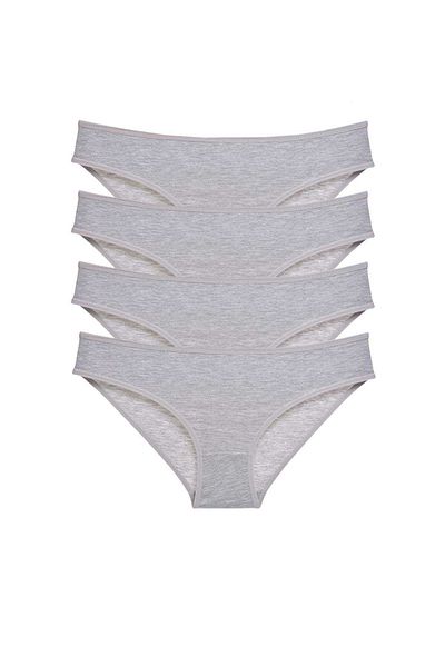 AC BOX 4 Pieces Super Eco Set Lycra Women's Slip Panties Gray