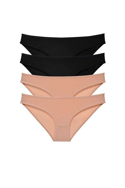 AC BOX 4 Pieces Super Eco Set Lycra Women's Slip Panties Black Skin