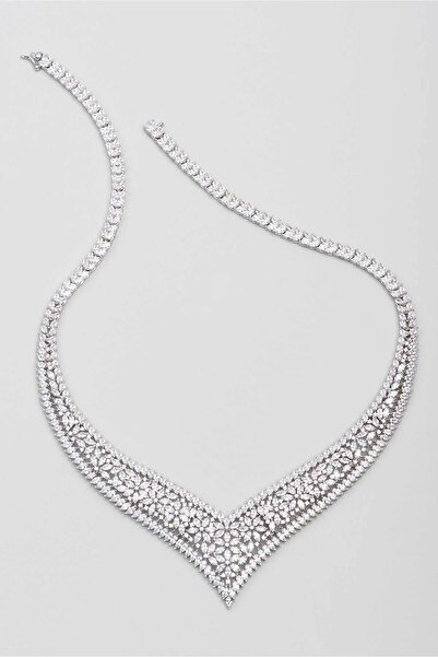 So CHIC... Charlotte 18 Ayar Beyaz Altın Kaplama Gümüş Gerdanlık