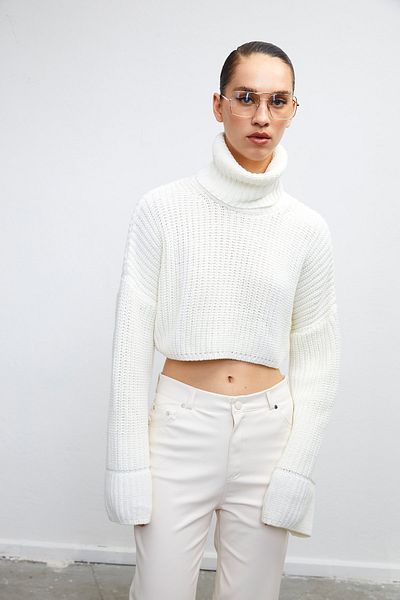VATKALI Rollkragen-Crop-Pullover Ecru