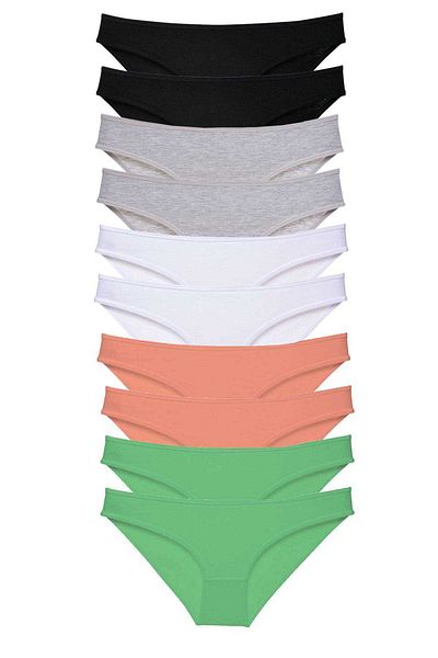 Rasanet 10 Pieces Super Eco Set Lycra Women's Slip Panties Black Gray White Powder Green