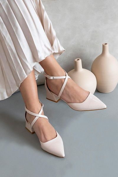 STRASWANS Maria Women's Heeled Patent Leather Shoes Beige