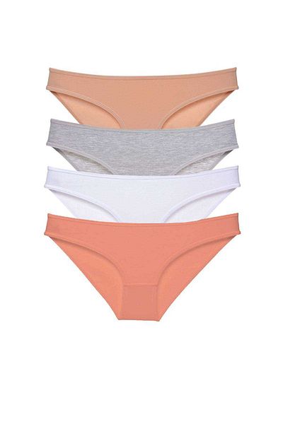 Angoravi 4 Pieces Super Eco Set Lycra Women's Slip Panties Skin Gray White Powder
