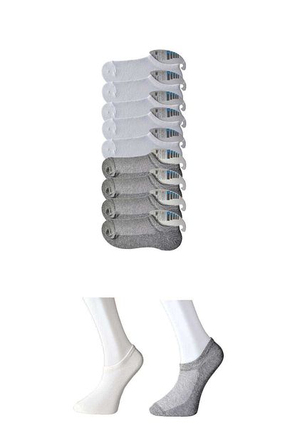 CPU ELEKTRONİK Gray and White Men's Invisible Socks 9 pairs