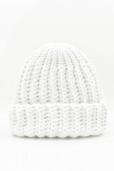 Külah Women's Hand Knitted White Wool Beret