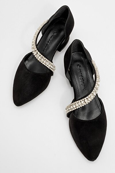 Ccway Kadın Yumurta Topuklu Günlük Ayakkabı Siyah Süet