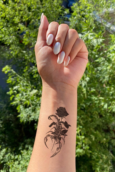 BP Tattoo Akrep ve Gül Geçici Dövmesi