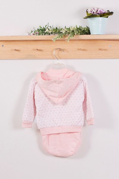 Babydonat 3-Piece Set for Baby Girl - Point Patterned, Hooded, 100% Cotton