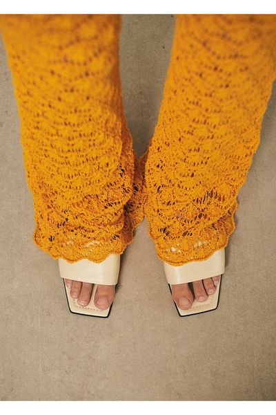 MANGO Woman Skórzane sandały z paskiem