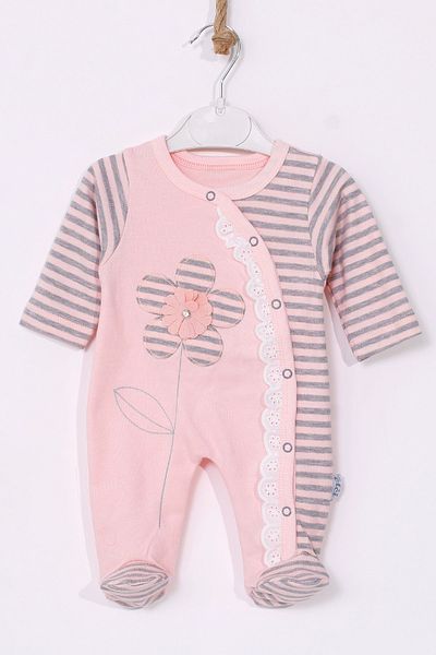 Babydonat بذلة قطنية 100% مطرزة بالزهور للفتيات الصغيرات