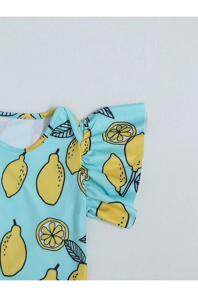 rg kidsstore Patterned Baby Girl Swimsuit and Headband - Quick Drying