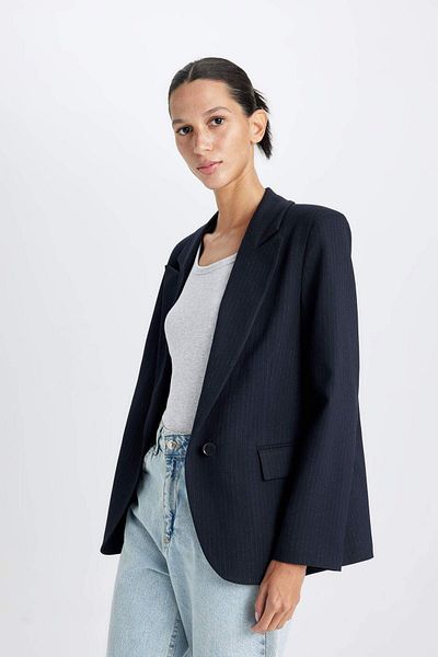 DeFacto Oversized Wide Lapel Button Up Basic Blazer Jacket