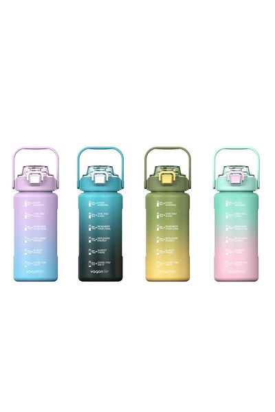 Uzspace 1500Ml PBA Flask with Straw - Solid Size Scale, Free Vgn2213 Plastic T