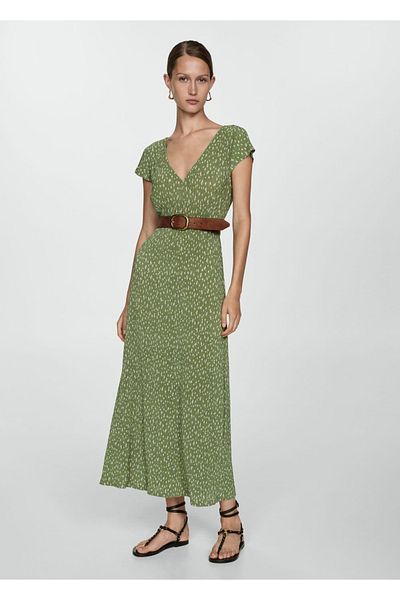 MANGO Woman Φόρεμα υφαντό με σχέδια