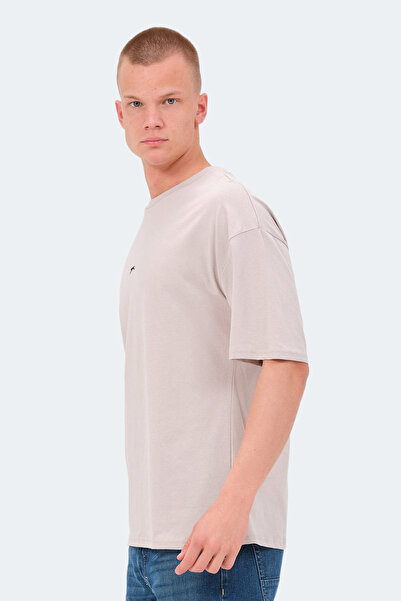 Slazenger Venetia I Men's Printed Oversized Stone Gray T-Shirt