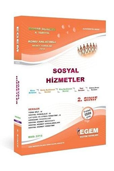 Egem Eğitim Yayınları AÖF 2. Sınıf Sosyal Hizmetler Bahar Dönemi 4. Yarıyıl K...