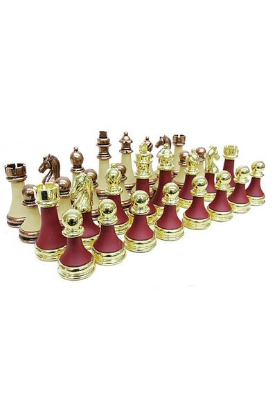 LiderGlobal Chess Piece Zamak Polyester Cream Claret Red Decorative Gift