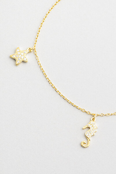 So CHIC... Deniz Altı 18 Ayar Sarı Altın Kaplama 24 Cm Gümüş Hal Hal