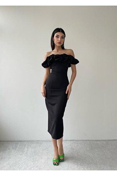 conconmoda Šaty Midi Atlas -00012 - Černé