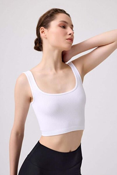 Cottonhill Premium White Seamless Women's Crop Top - Medium Length, Square Neck Bustier