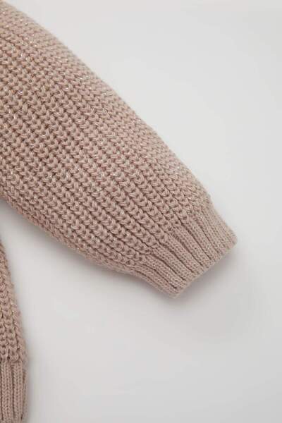 DeFacto Dfc - Kız Bebek V Yaka Simli Düğme Kapamalı Triko Hırka